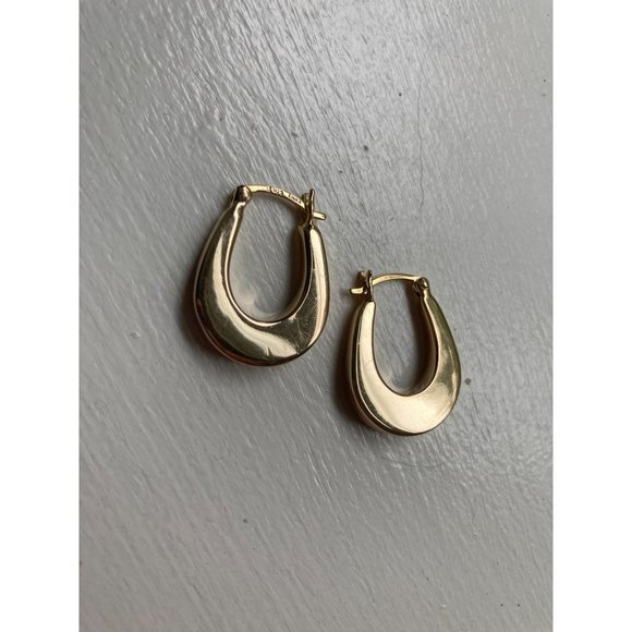 Sterling U-Shaped Gold Tone Dangle Earrings - Picture 5 of 6